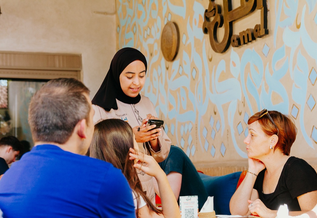 Guests enjoying lunch at Amal Gueliz