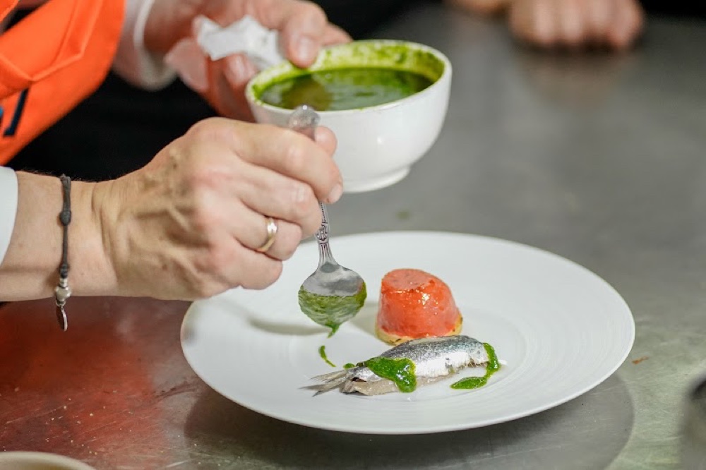 A seasonal Moroccan dish plated at Amal Gueliz