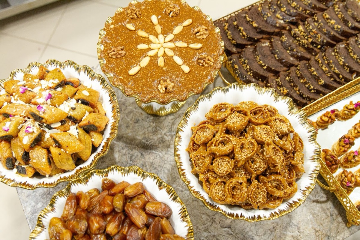 An iftar spread of Moroccan sweets and dates at Amal Targa